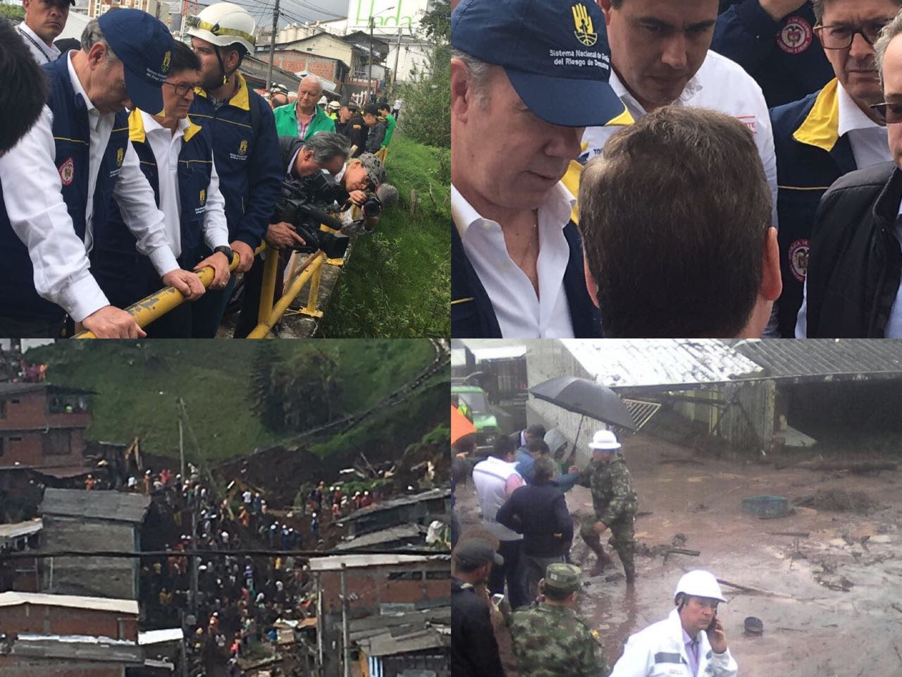 Presidente Juan Manuel Santos y director de la UNGRD verificaron afectaciones en Manizales.