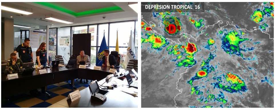 UNGRD activa de manera preventiva la Sala de Crisis Nacional por paso de depresión tropical 16 en el occidente del mar Caribe.